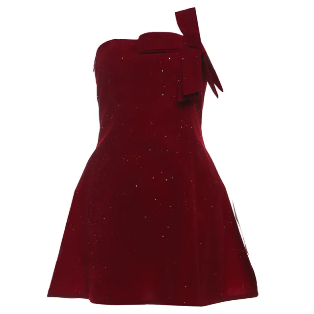 Elegant Solid color Strapless Dress Red - Shop at LoveMi