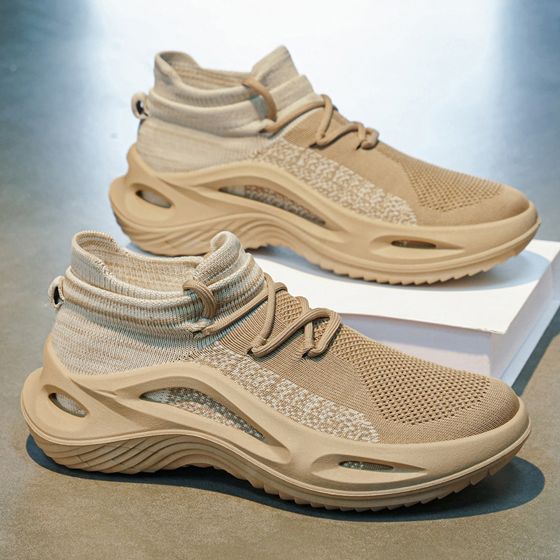Breathable Mesh Sports Casual Shoes Slip-on Thick-soled Yeezy-style Sneakers