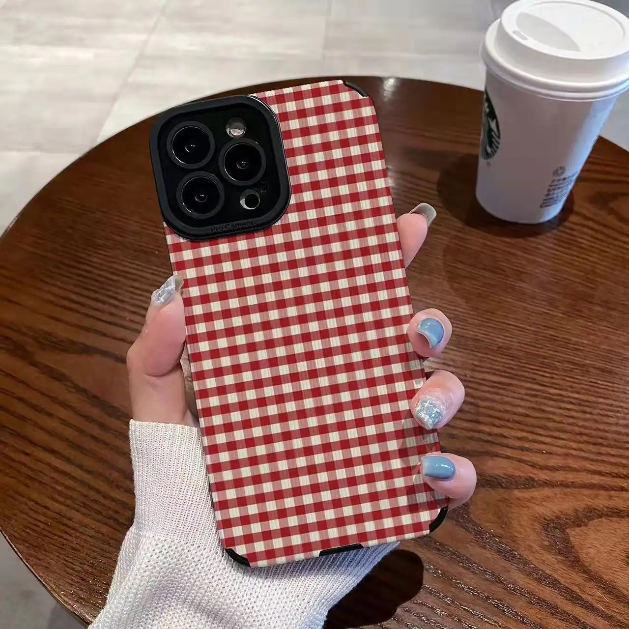 Suitable For Lambskin Fully-encased Soft Plaid Phone