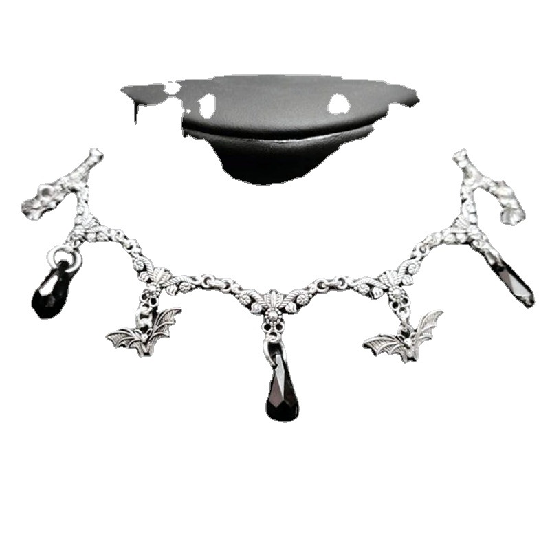 Gothic bat choke necklace (silver)