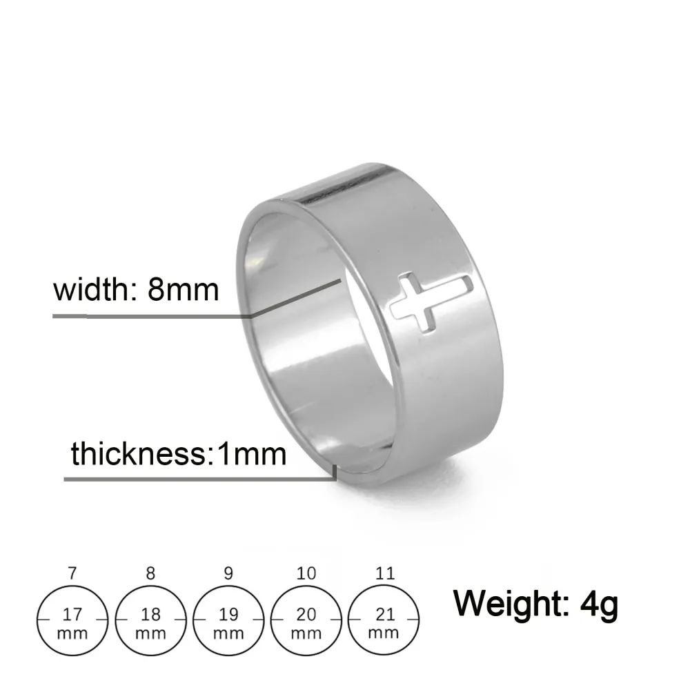 Classic Hollow Cross Stainless Steel Ring