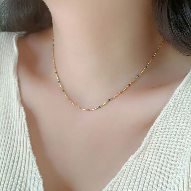 Exquisite Fashion Bohemian Style Colorful Drop Glaze Beads Necklace