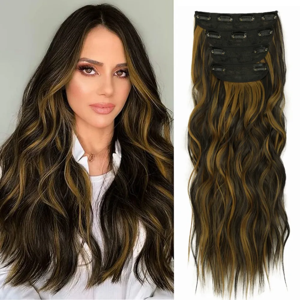 Wig Four-piece Set Hairpiece Clip Curly Hair Four-piece Set Curly Hair Wig Set - 4H27