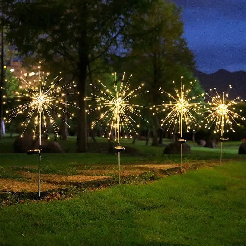 Solar Fireworks Ground Lamp Outdoor Garden Courtyard
