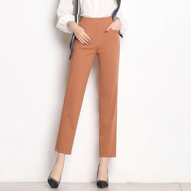 High Waist Knit Four sided Stretch Straight Caramel Color 32 - Shop at LoveMi