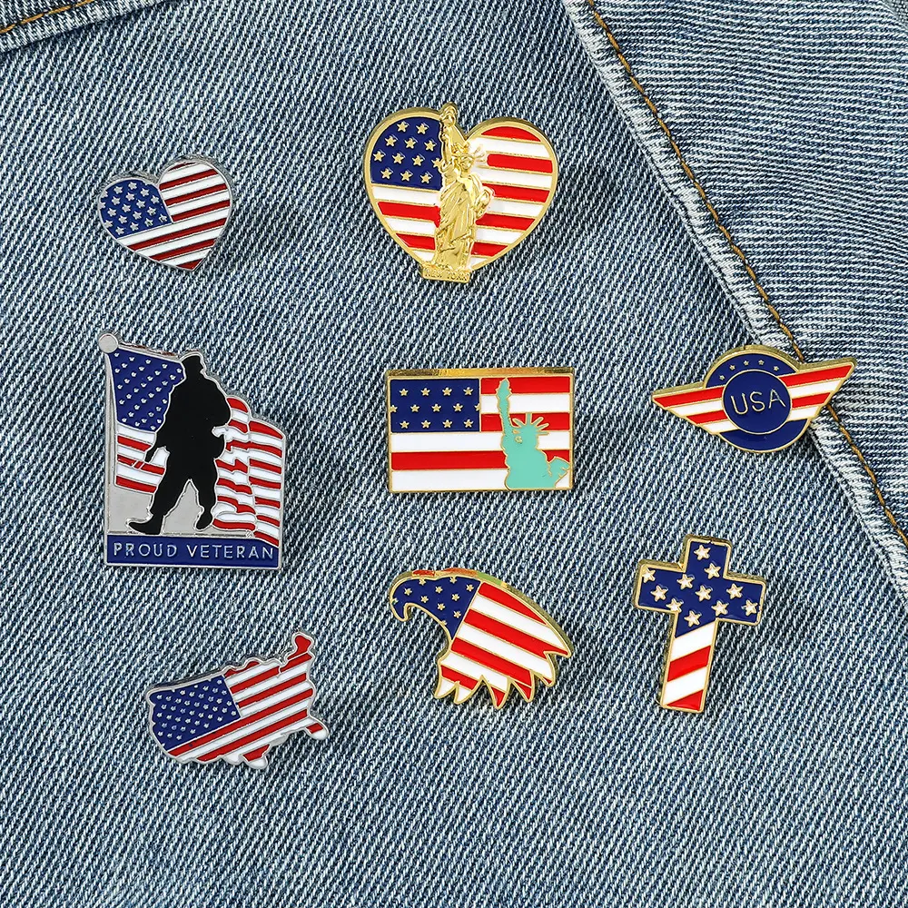 American Flag Series Gold M Badge Independence