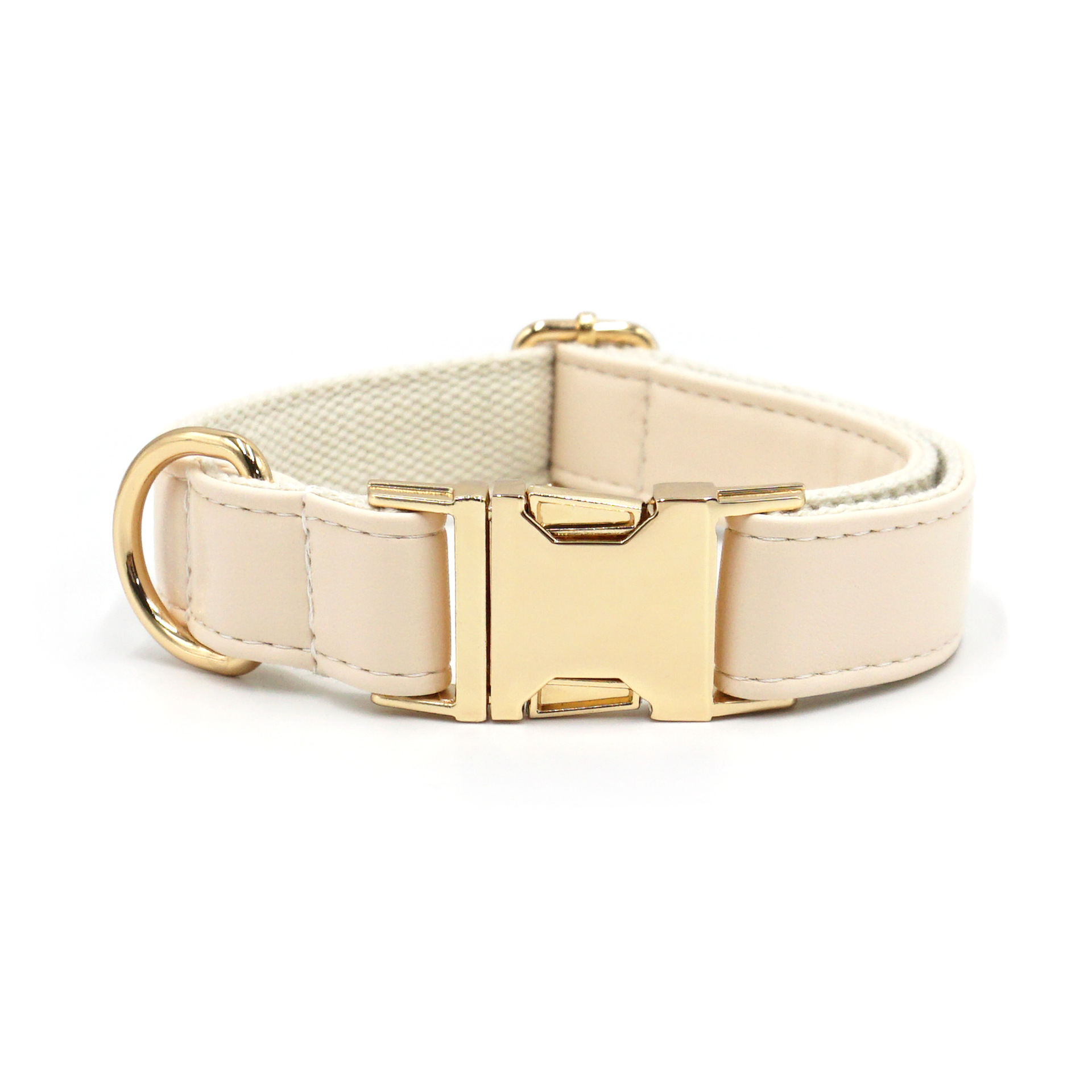 Cream Leather Dog Collar