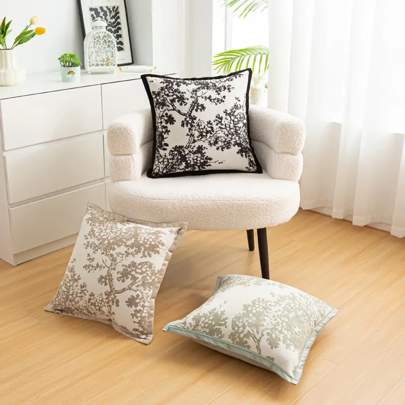 Cream Style Pillow Chenille Flower Sofa Cushion Cover Simple European