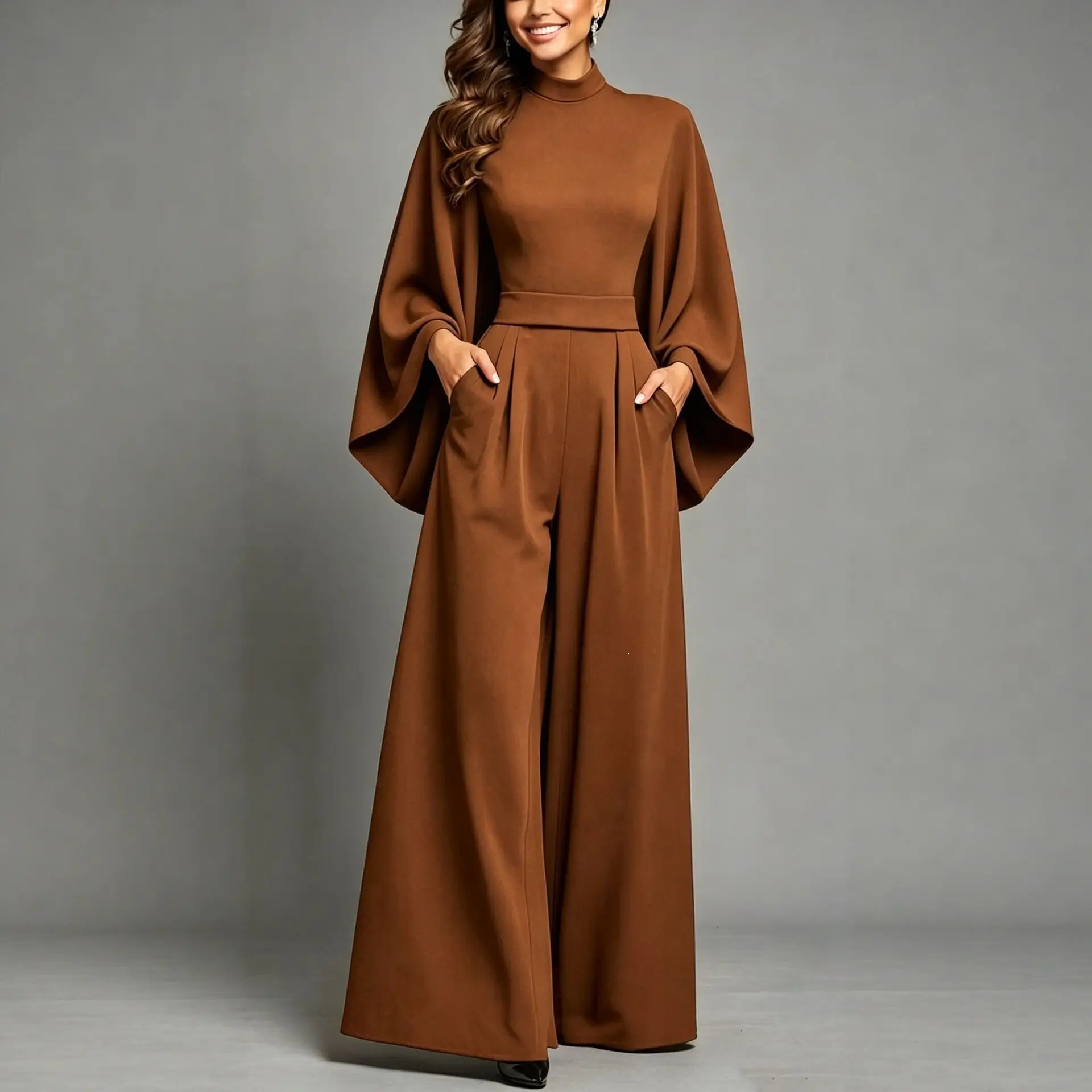 Womens Relaxed-fit Fashionable Long-sleeve Jumpsuit