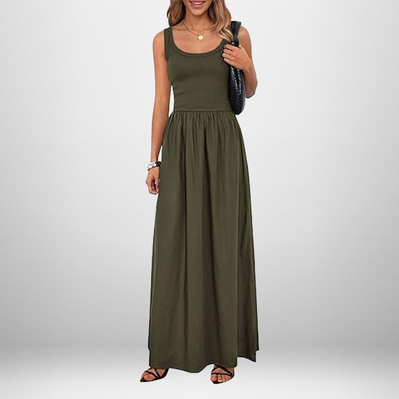 European And American Elegant Temperament Pure Color Sleeveless Slimming And Fashionable Sling Dress