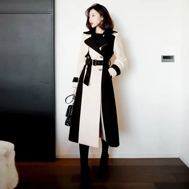 Women's Ladies Fashion Temperament Mid-length Woolen Coat - Picture Color-2Xl