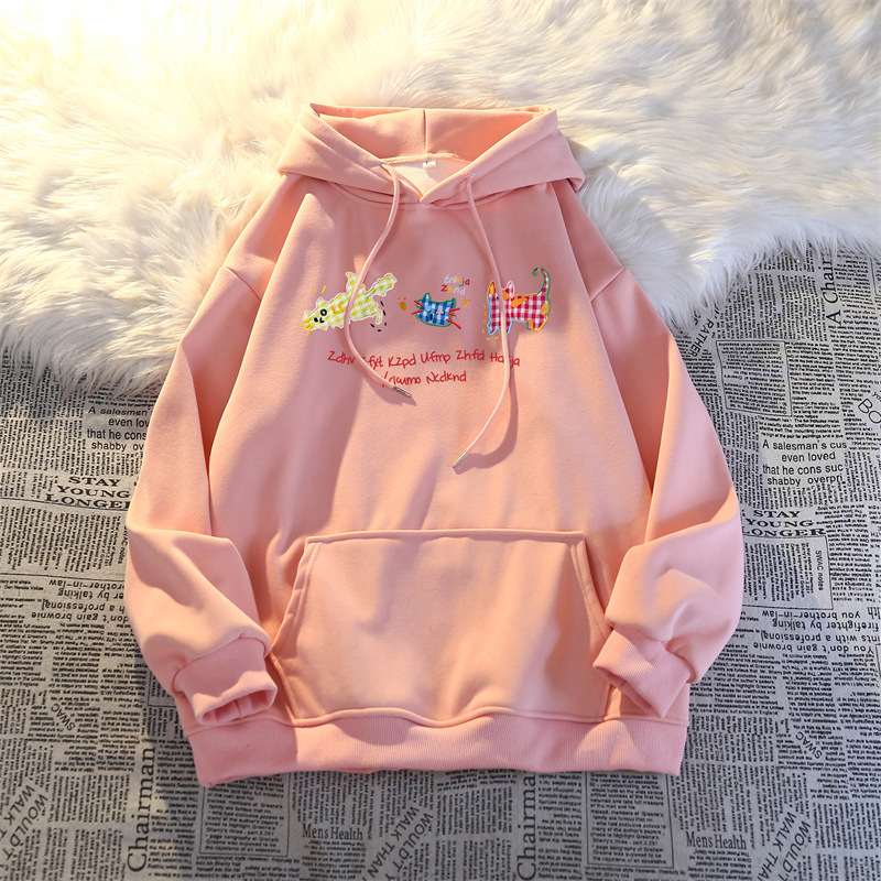 Fleece-Lined Thickened Hooded Sweatshirt Coat