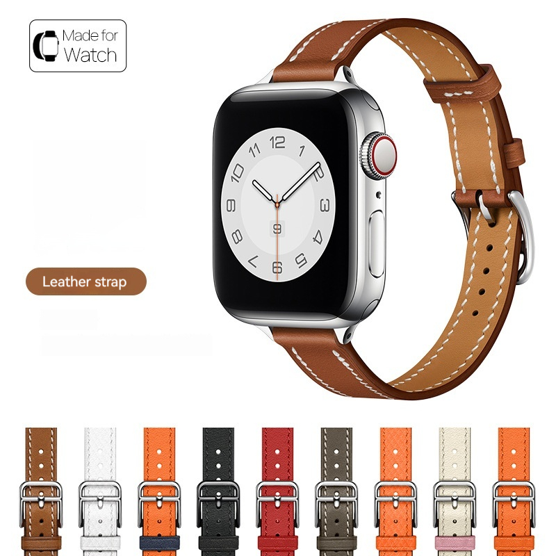 Single Ring Strap Small Waist Slim Fit Cow Leather Watch Strap - Image 4