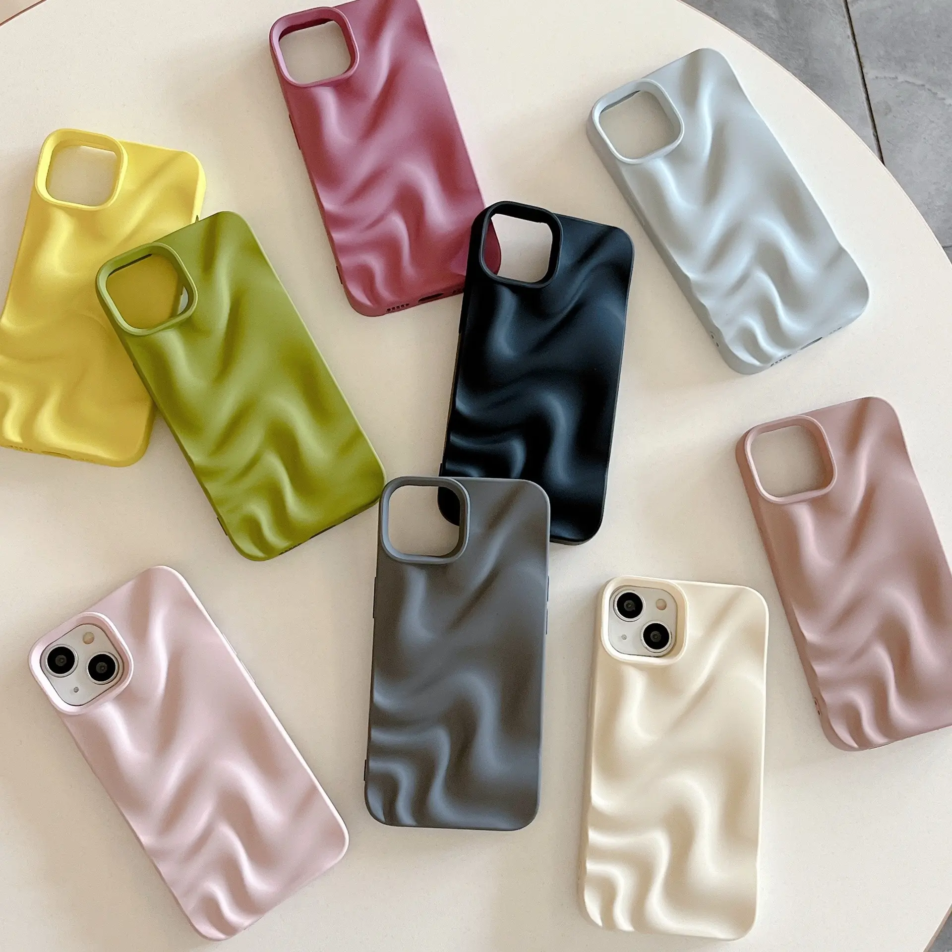 Pleated Water Ripple Solid Color Electroplated Drop-resistant