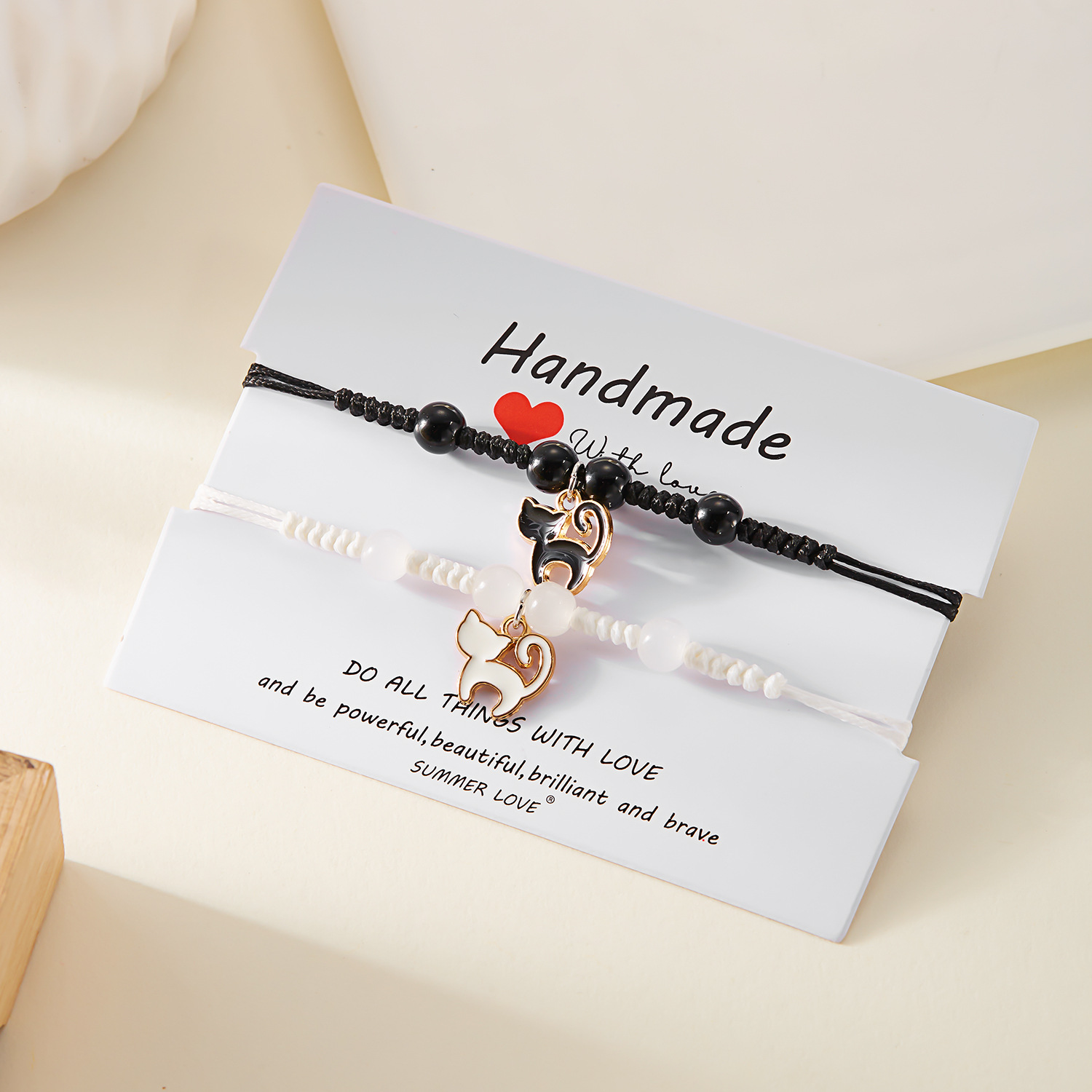Black And White Cat Bracelet Stylish Pendant Couple