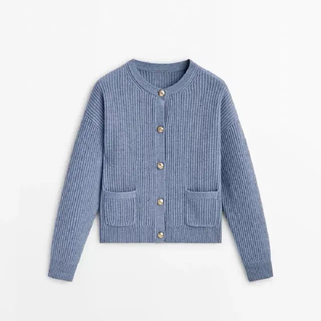 Women's Classic Style Soft Nuo Cardigan Short Coat Blue - Shop at LoveMi