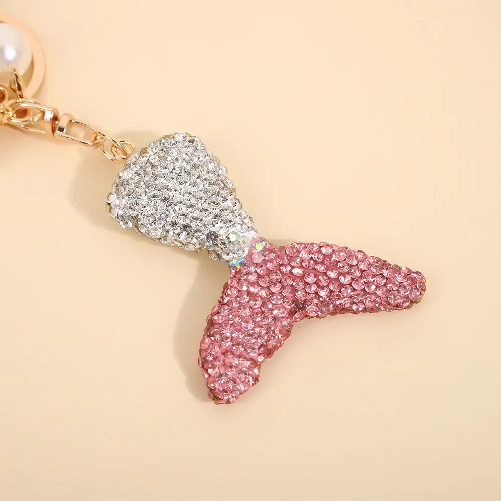 Tail Keychain Full Diamond Pearl Chain Key Pendants
