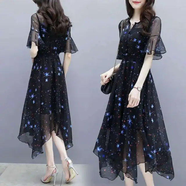 Elegant Socialite Printed Chiffon Dress - Shop at LoveMi