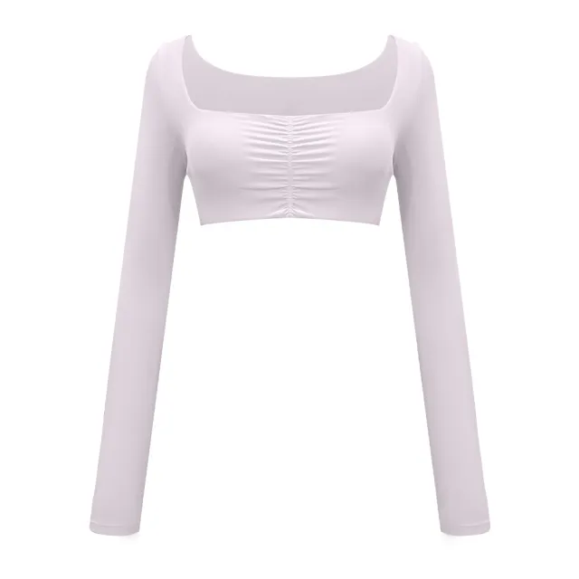 Top Square cut Collar Midriff Outfit Removable Pleated Beech White - Shop at LoveMi