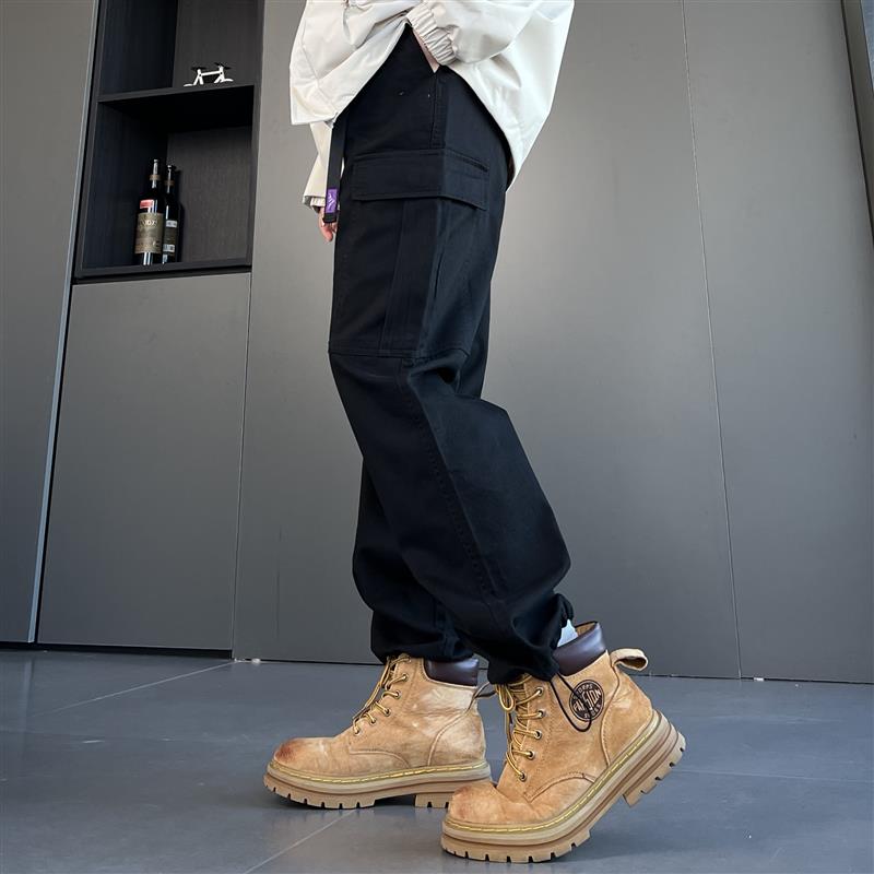 Ankle-tied Wool Overalls Straight Loose Wide-leg Pants Long Pants