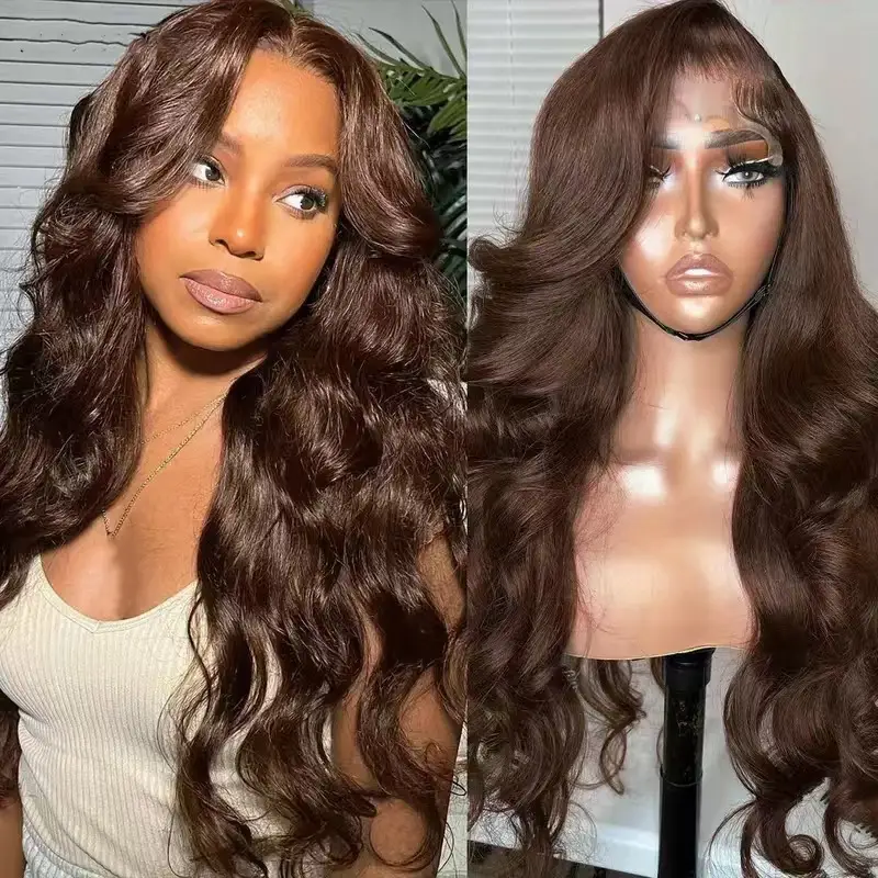 Dark Brown Large Wave Lace Front Wig Synthetic Headpiece