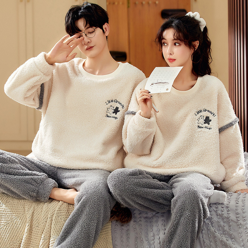 Coral Fleece Couple Household Velvet Pajamas