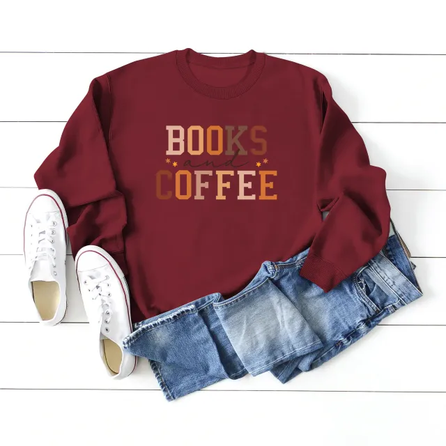 European And American Round Neck Sweater Women's Printing Stylish All matching Wine Red - Shop at LoveMi