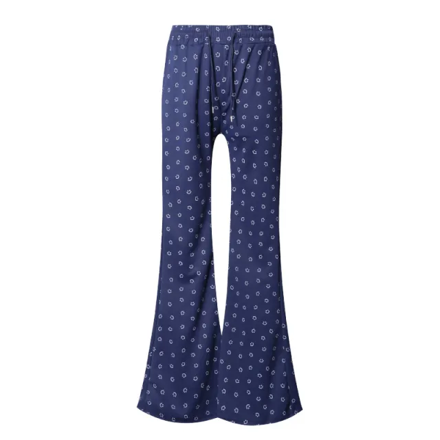 Fashion Personality Flared Casual Pants Women Navy Blue Lengthened - Shop at LoveMi