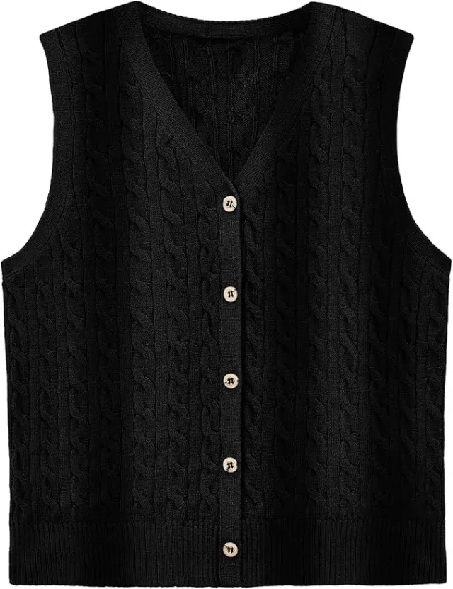 European And American Women's Fashion Sweater Vest Twisted Knitted Short Black - Shop at LoveMi