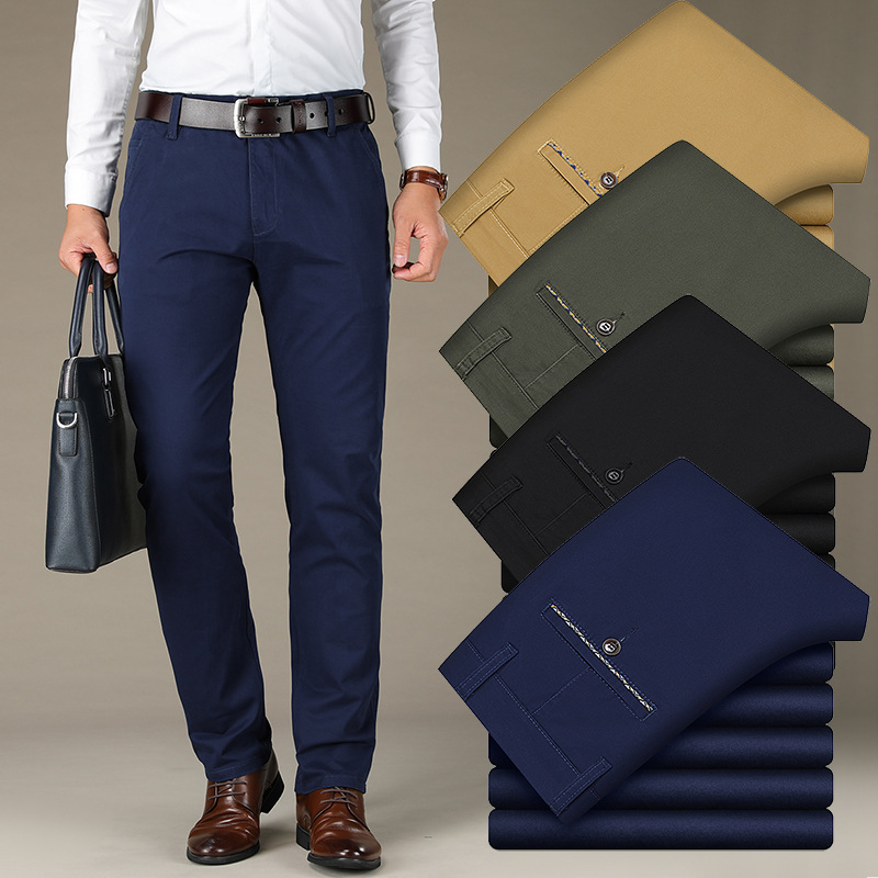 Elastic Mens Casual Pants For Fall And Winter