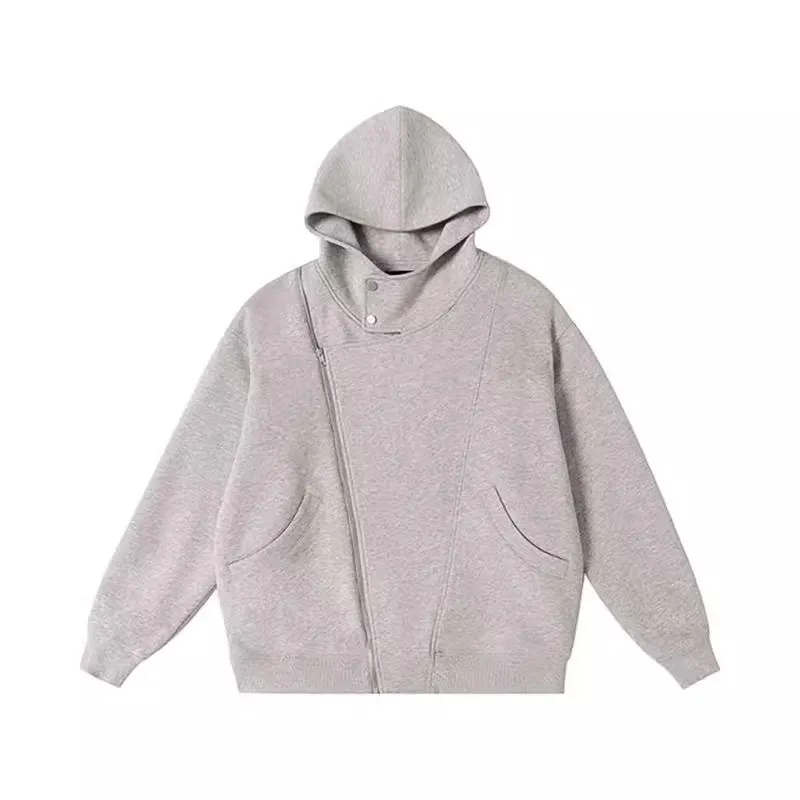 Korean Style Double Zipper Gray Coat Women's Autumn And Winter - Gray