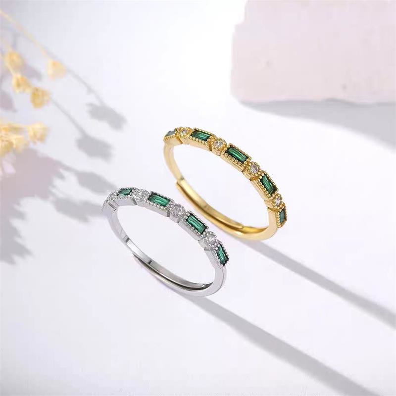 Popular Copper-plated Gold Emerald Zircon Ring