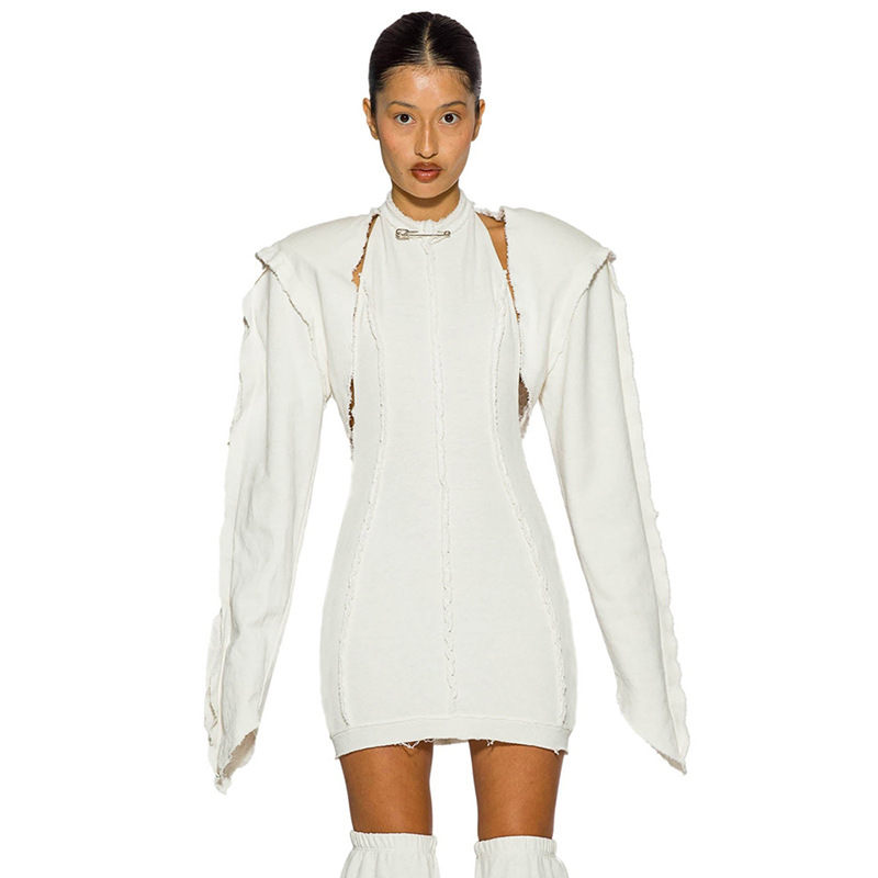 Halter Slit Backless Short Dress Suit