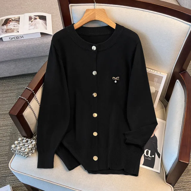 Women's Loose Cardigan Sweater Knitted Coat Black - Shop at LoveMi