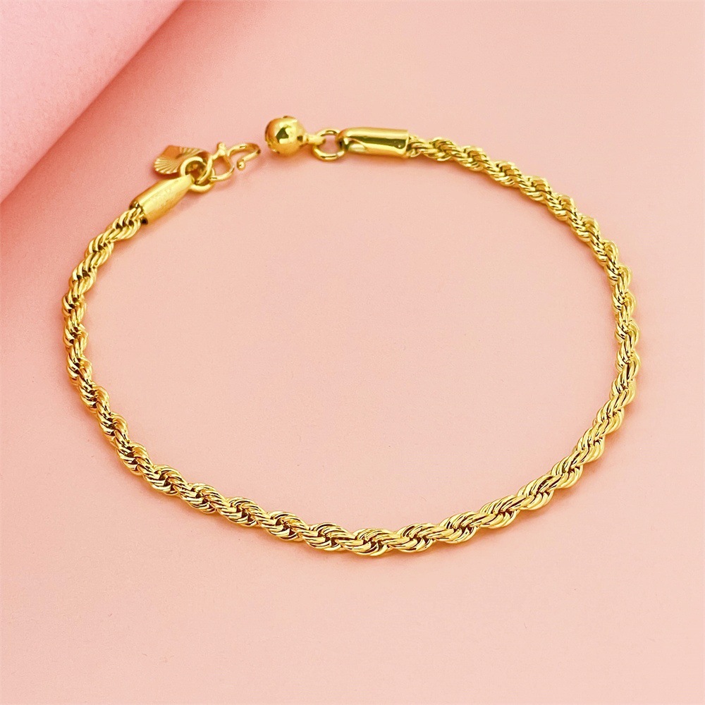 Womens 24K Gold Plated 3mm Twisted Bracelet