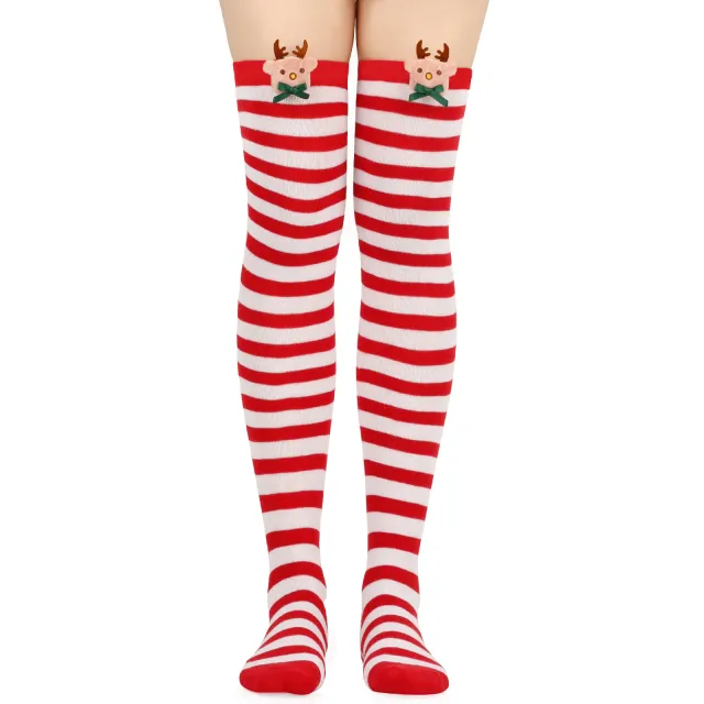 Christmas Doll Over the knee Stockings Red And White Stripes - Shop at LoveMi