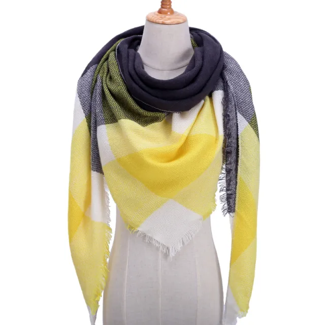 Autumn And Winter Artificial Cashmere Scarf High Density Triangular Binder Couple Plaid Scarf Warm Shawl 14 - Shop at LoveMi