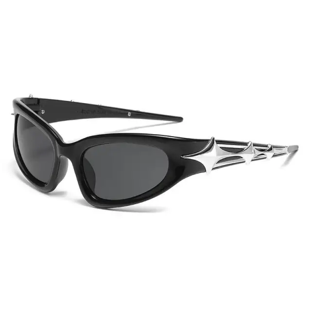 Retro Cat eye Sunglasses For Women Star Sun Glasses Black Frame Gray Lens - Shop at LoveMi