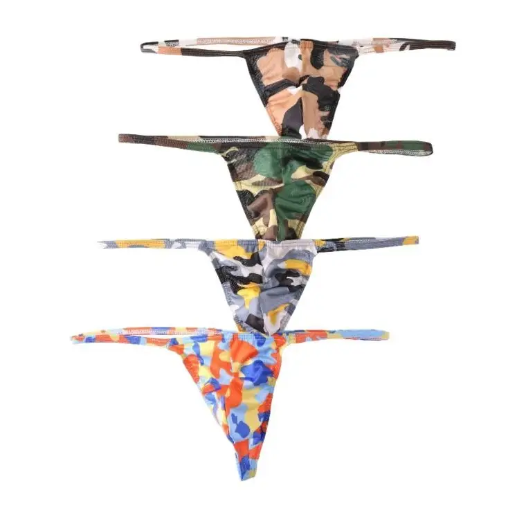 Low Waist Sexy Comfortable Breathable Camouflage U Pouch T-shaped Panties