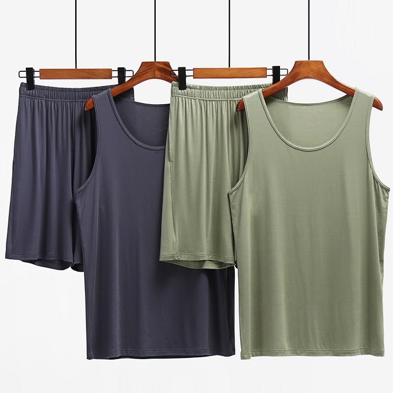Men's Pajamas Vest Sleeveless Shorts Home Wear