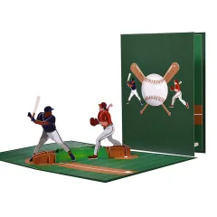 Original New 3D Stereoscopic Greeting Cards Handmade Paper Carving - Baseball Match - View 1