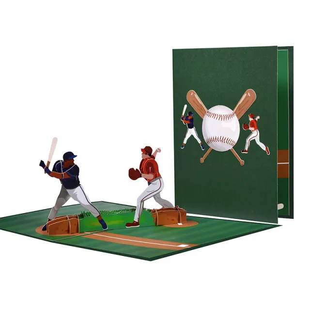 Original New 3D Stereoscopic Greeting Cards Handmade Paper Carving Baseball Match - Shop at LoveMi