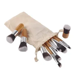 11 Bamboo Handles Makeup Brush Set With Sack Beauty Tools Makeup Brush - 11 Bamboo With Sack - View 1