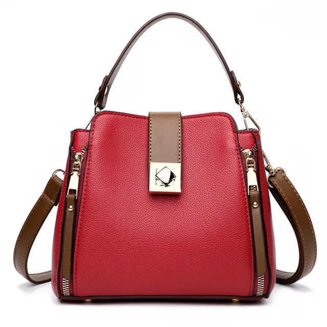 Fashion Casual All match Shoulder Women's Bag Crossbody Portable Large capacity Bucket Bag Red - Shop at LoveMi