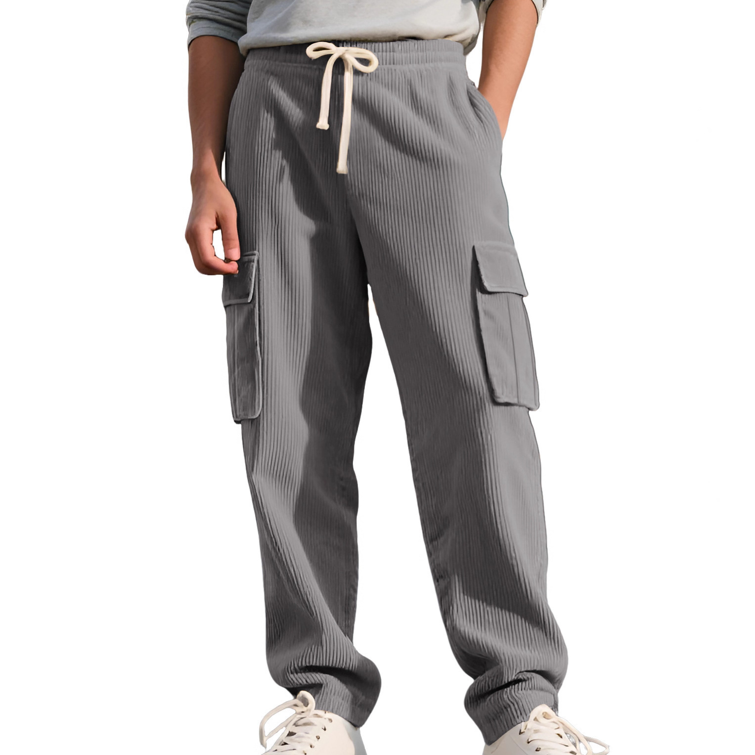 Retro Workwear Casual Corduroy Sweatpants For Men - Image 4