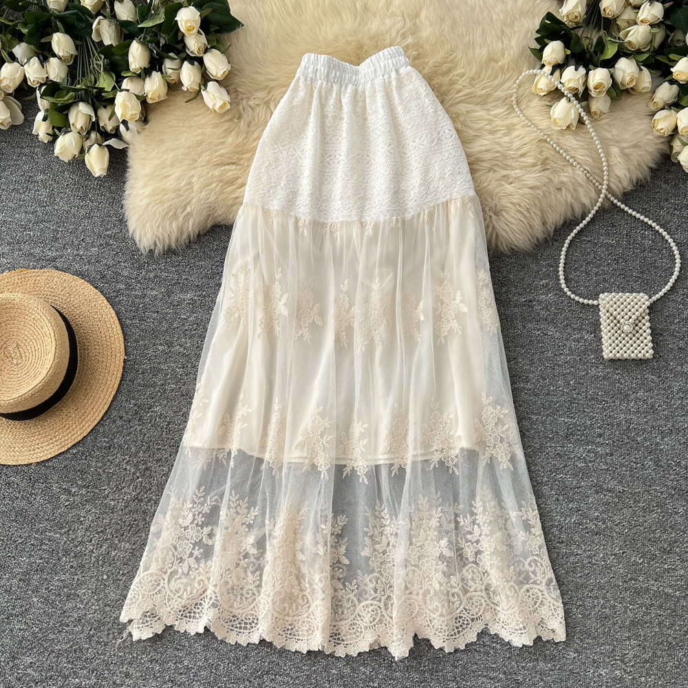 Women's Lace-Patchwork A-Line Skirt Image 2