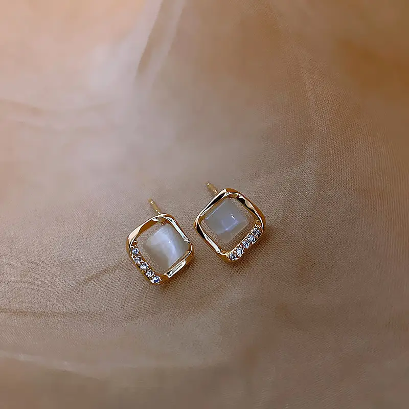 Small Square Ear Studs Light Luxury Minority Design Sense