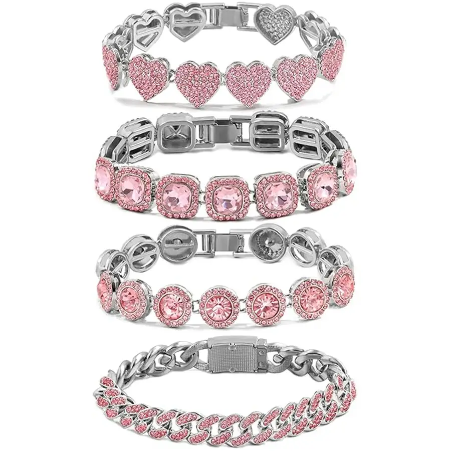 Gold-plated Cuban Full Rhinestone Zircon Men's And Women's Bracelet Ornament
