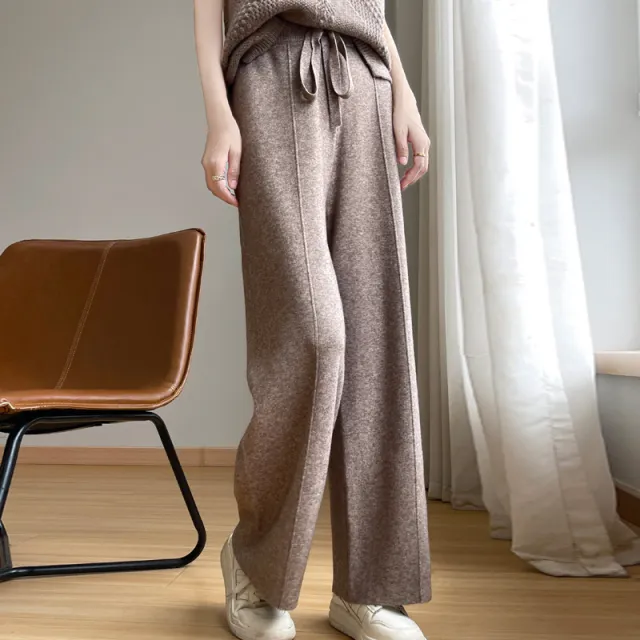 Autumn And Winter New High Waist Loose And Slimming Knitted Trousers Original Camel - Shop at LoveMi
