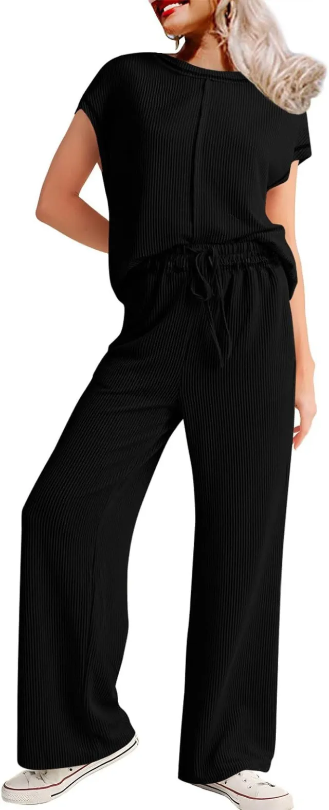 Three quarter Sleeve Casual Women's Pants Loose And Slimming Trousers Black - Shop at LoveMi